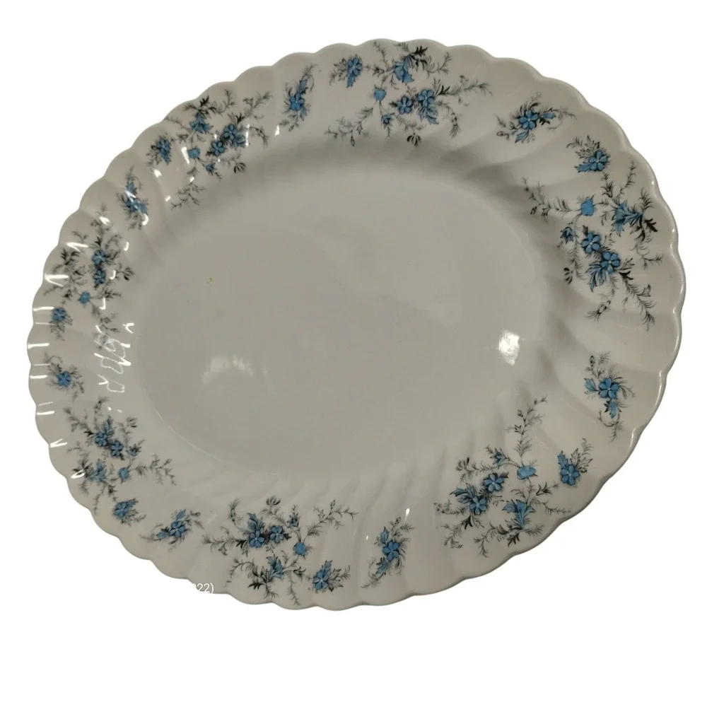 Myott Forget Me Not Blue Floral Oval Platter England Staffordshire Ware